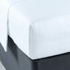 Luxury Cotton Micro Stripe 300 Thread Count Flat Sheet -bedding shop 2201 6 Zoom