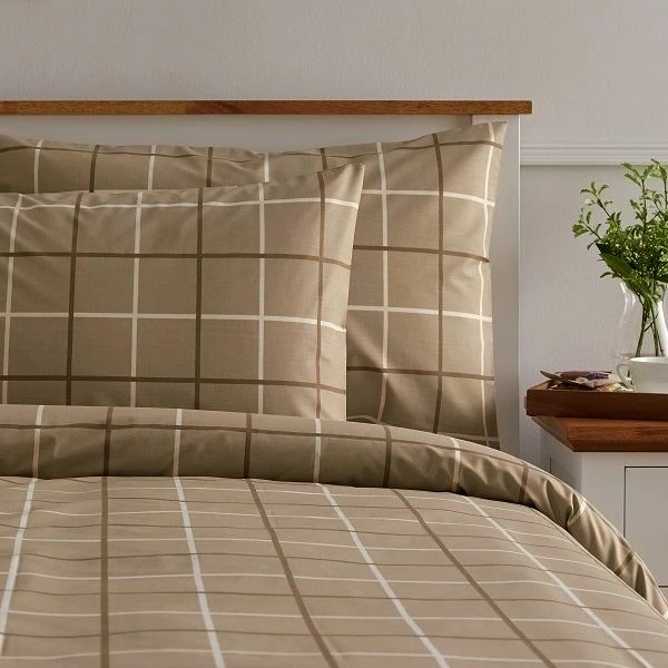Easycare Cambridge Duvet Cover Set - Natural Check 1 Easycare Cambridge Duvet Cover Set - Natural Check