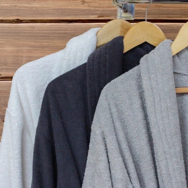 Classic Terry Cotton Bathrobe - Silver Grey 2 Classic Terry Cotton Bathrobe - Silver Grey - Image 2