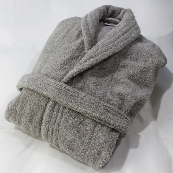 Classic Terry Cotton Bathrobe - Silver Grey 3 Classic Terry Cotton Bathrobe - Silver Grey - Image 3