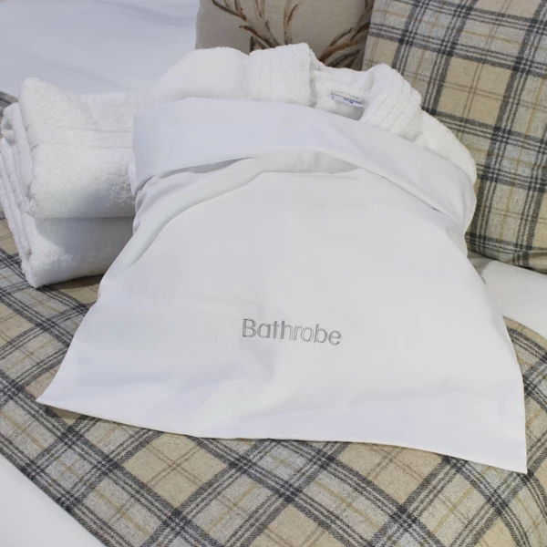 White Embroidered Bathrobe Bag 2 White Embroidered Bathrobe Bag - Image 2