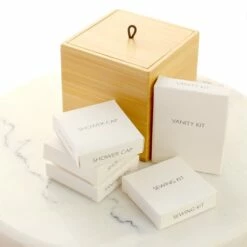 Wooden Bamboo Cube Container -bedding shop 7024 4 Zoom