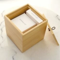 Wooden Bamboo Cube Container -bedding shop 7024 5 Zoom