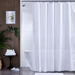 Extra Long Satin Stripe Shower Curtain